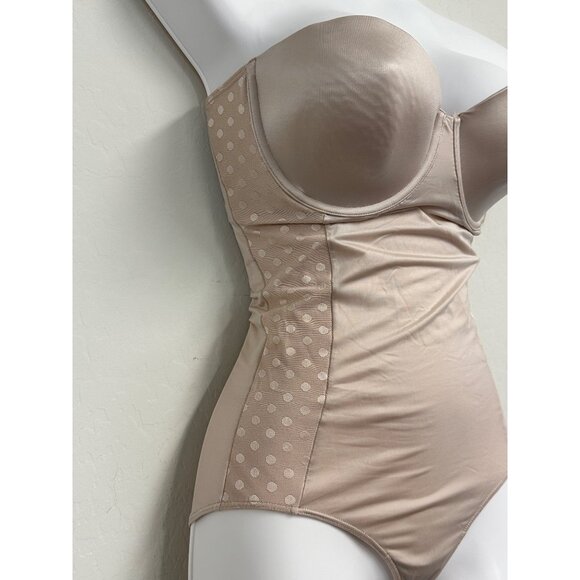 Assets Red Hot Label Spank’s Polka Dot Strapless Shapewear Bodysuit Size Medium - Picture 2 of 10